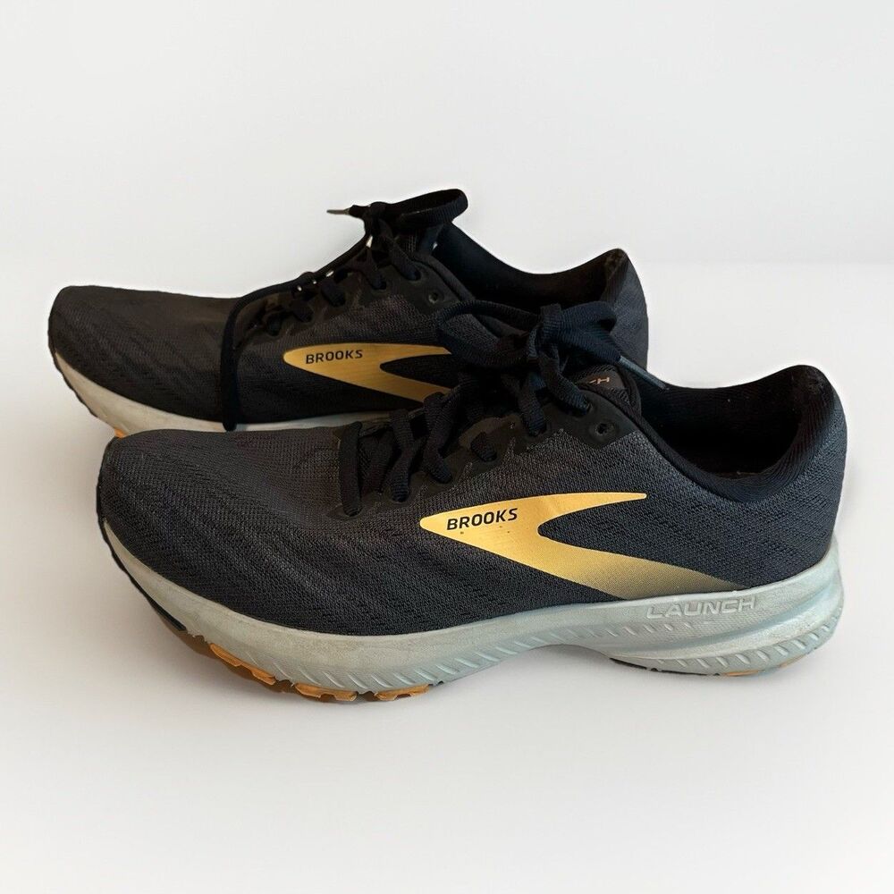 Brooks Launch 7 Running Shoe Women Ebony/Black/Cantaloupe Orange Size 7.5